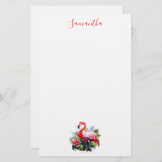 Mooie Flamingo Stationery Briefpapier (Voorkant / Achterkant)