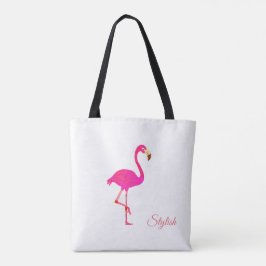 Mooie Flamingo & Stijlvolle Calligrafie op Wit Tote Bag