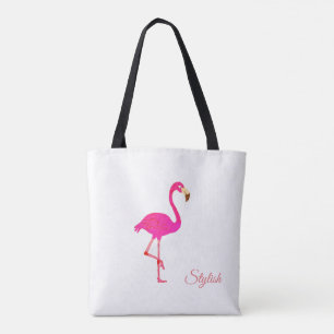 Mooie Flamingo & Stijlvolle Calligrafie op Wit Tote Bag