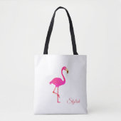 Mooie Flamingo & stijlvolle kalligrafie op wit Tote Bag (Voorkant)