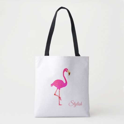 Mooie Flamingo & stijlvolle kalligrafie op wit Tote Bag (Voorkant)
