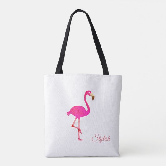 Mooie Flamingo & stijlvolle kalligrafie op wit Tote Bag (Achterkant)