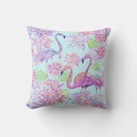 Mooie flamingo's en lotusbloemen kussen (Voorkant)