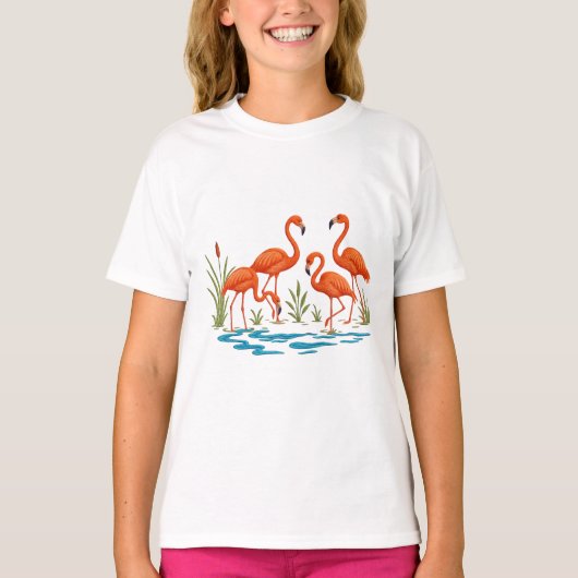 Mooie flamingo's in meer t-shirt (Voorkant)