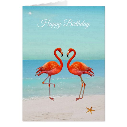 Mooie Flamingos op de Beach Birthday Kaart (Voorkant)
