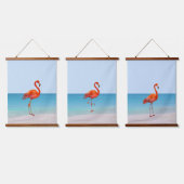Mooie Flamingos op het strand Hangend Wandkleed (Driedubbel)