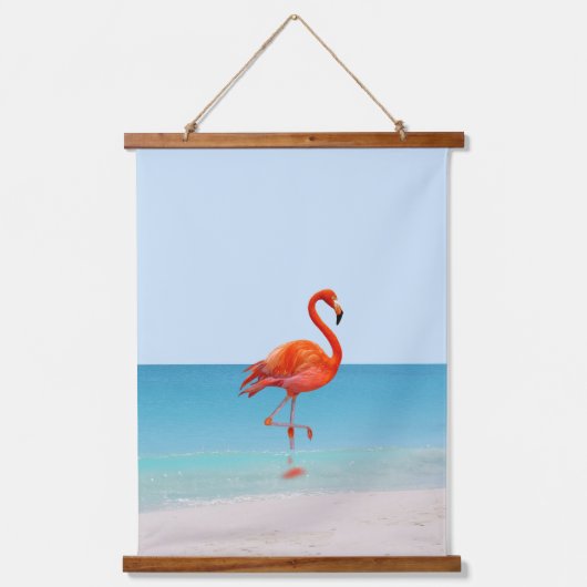 Mooie Flamingos op het strand Hangend Wandkleed (Voorkant 2)