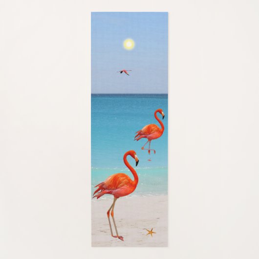 Mooie Flamingos op het strand Yogamat (Voorkant)