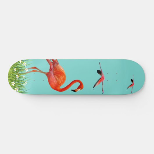 Mooie Flamingos op Light Turquoise Blue Persoonlijk Skateboard (Horizontaal)
