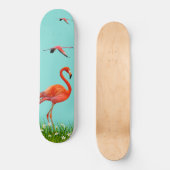 Mooie Flamingos op Light Turquoise Blue Persoonlijk Skateboard (Voorkant)