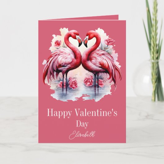 Mooie Flamingo's Valentijnsdag Kaart (Voorkant)