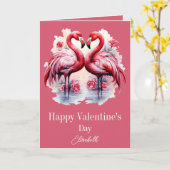 Mooie Flamingo's Valentijnsdag Kaart (Gele Bloem)