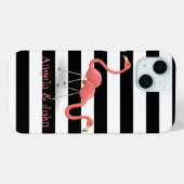 Mooie Flamingo's, Zwart, Witte Strepen Persoonlijk Case-Mate iPhone Case (Achterkant (horizontaal))