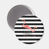 Mooie Flamingo's, Zwart, Witte Strepen Persoonlijk Magneet (Voorkant / Achterkant)