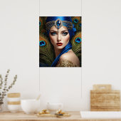 Mooie flapper met pauwentulband poster (Keuken)