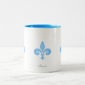 Mooie Fleur-de-lis-ventilator in Turquoise Tweekleurige Koffiemok (Center)