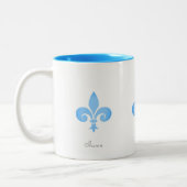 Mooie Fleur-de-lis-ventilator in Turquoise Tweekleurige Koffiemok (Links)