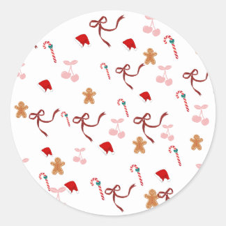 Mooie Flirterige Lint Kerststicker Ronde Sticker