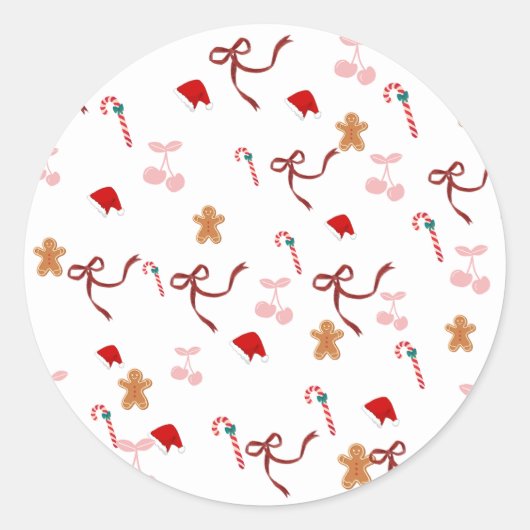 Mooie Flirterige Lint Kerststicker Ronde Sticker (Voorkant)