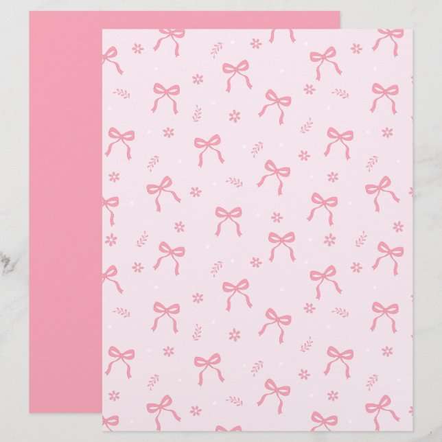 Mooie Flirterige Strikken en Bloemen Scrapbook Pap (Voorkant / Achterkant)