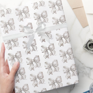 Mooie Flirterige Witte Strik Patroon Cadeaupapier