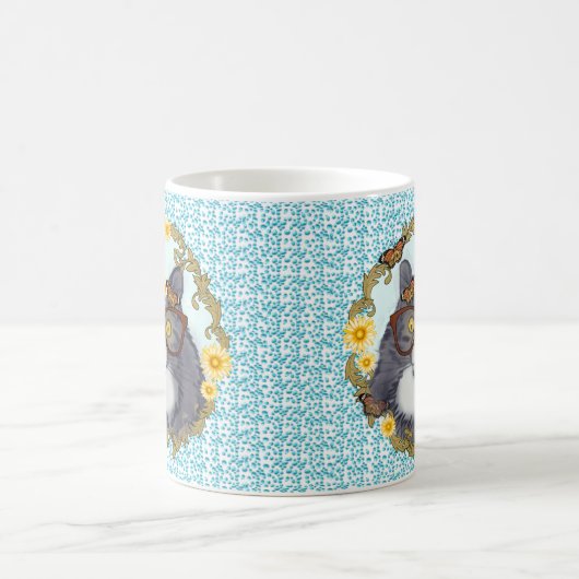 Mooie Floof Cat met een bril mok (Center)