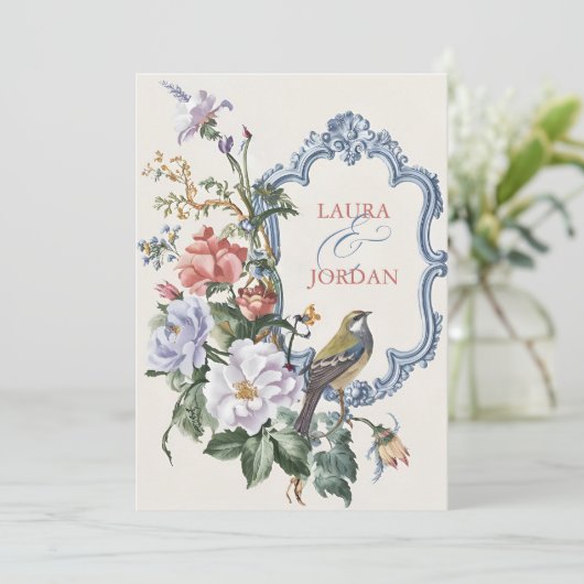 mooie Flora Fauna bruiloft Kaart (Staand voorkant)