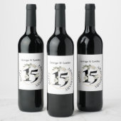 Mooie Floral 15 jaar JUBILEUM wijn Wijn Etiket (Flessen)