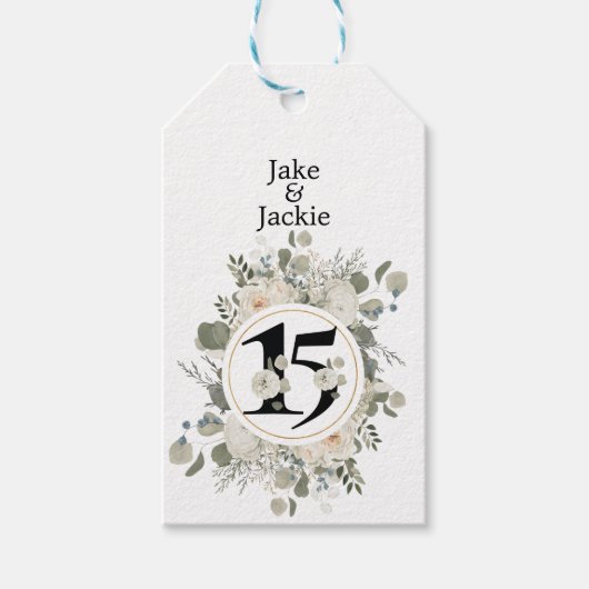 Mooie Floral 15e Jubileum - Aangepaste Labels voor Cadeaulabel (Voorkant)