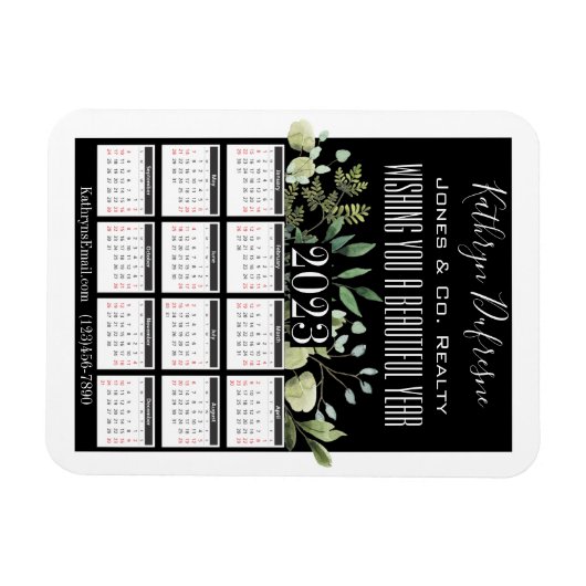 Mooie Floral 2023 op maat gesneden Magneet (Horizontaal)