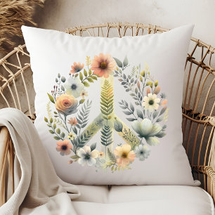 Mooie Floral 70s Retro Vredesbord Kussen