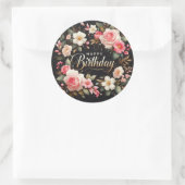 Mooie Floral Birthday sticker: "HappyBirthday" Ronde Sticker (Tas)