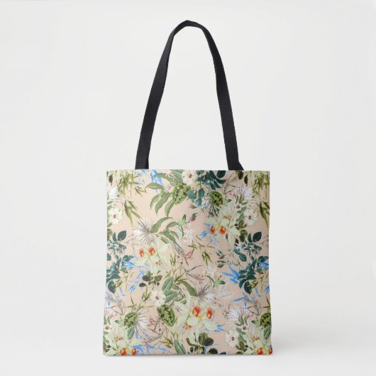 Mooie Floral Blue en White Flowers Bag Tote Bag (Voorkant)