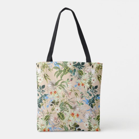 Mooie Floral Blue en White Flowers Bag Tote Bag (Achterkant)