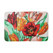 Mooie Floral Bouquet Tulips Black Outline Art Badmat (Voorkant)
