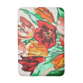 Mooie Floral Bouquet Tulips Black Outline Art Badmat (Voorkant Verticaal)