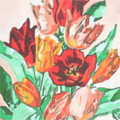 Mooie Floral Bouquet Tulips Black Outline Art Sticker (Voorkant)