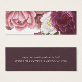 Mooie Floral Bourgogne bruiloft website RSVP Mini Visitekaartjes