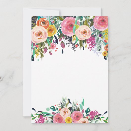 Mooie Floral Bridal Shower Invitation, Baby Kaart (Achterkant)