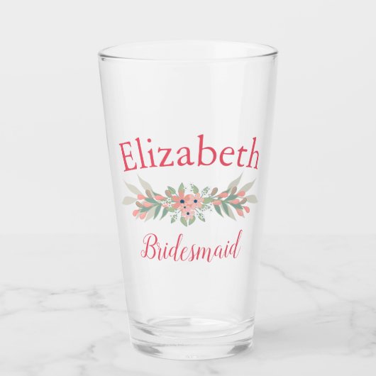 Mooie Floral Bridesmaid Glas (Voorkant)