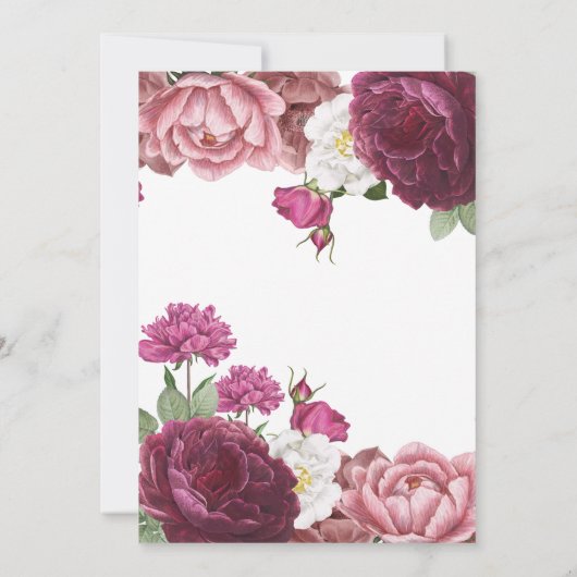 Mooie Floral Burgundy-Vrijgezellenfeest Kaart (Achterkant)