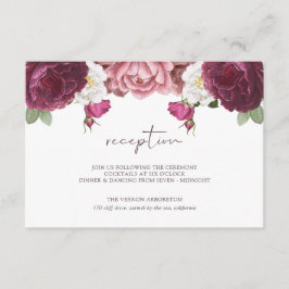 Mooie Floral Burgundy Weddenschap Informatiekaartje