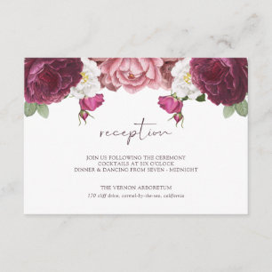 Mooie Floral Burgundy Weddenschap Informatiekaartje