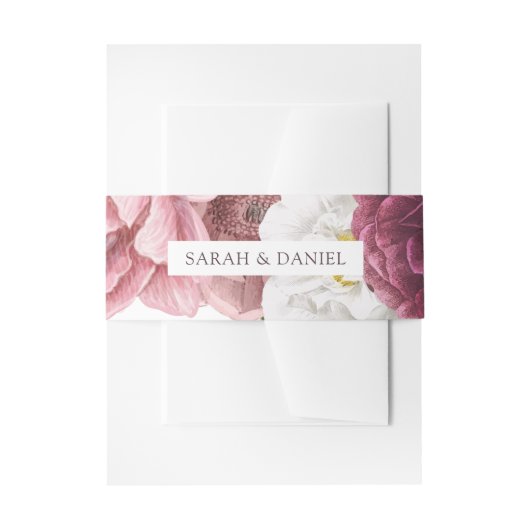 Mooie Floral Burgundy Wedding Persoonlijk Uitnodigingen Wikkel (Voorkant Voorbeeld)