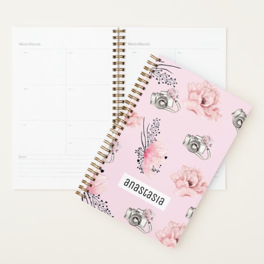 Mooie Floral camera lichtroze Planner (Display)