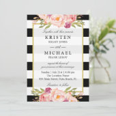 Mooie Floral Classy Stripes Formele bruiloft Kaart (Staand voorkant)