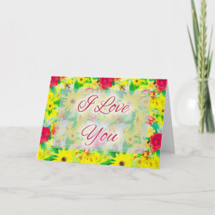 Mooie Floral D4 Ik hou van je Wenskaart Kaart