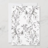 Mooie Floral 'D' Monogram Sketched Wedding Kaart (Achterkant)