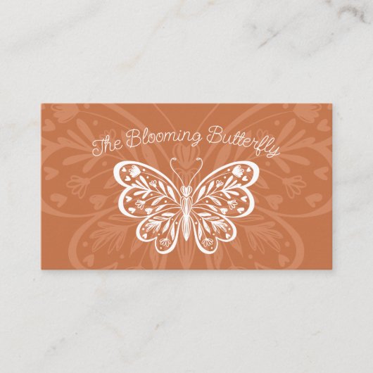 Mooie Floral Decorative Heart Butterfly Logo Visitekaartje (Voorkant)
