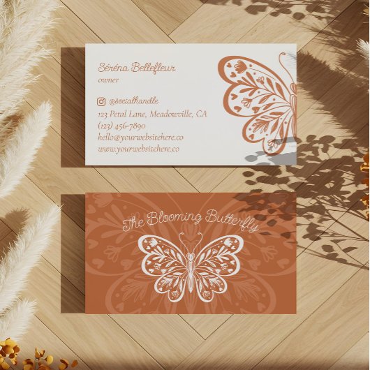 Mooie Floral Decorative Heart Butterfly Logo Visitekaartje